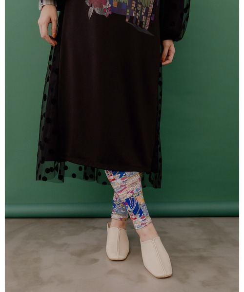 ScoLar（スカラー）の「143731：POP・カラフル・キャラクター 3柄展開 保湿保温レギンス（レギンス/スパッツ・レディース・グリーン/パープル/ブラック・M）」の5枚目の写真