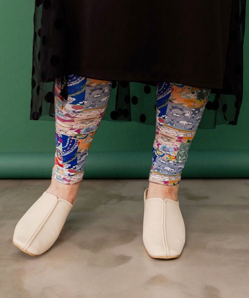 ScoLar（スカラー）の「143731：POP・カラフル・キャラクター 3柄展開 保湿保温レギンス（レギンス/スパッツ・レディース・グリーン/パープル/ブラック・M）」の6枚目の写真