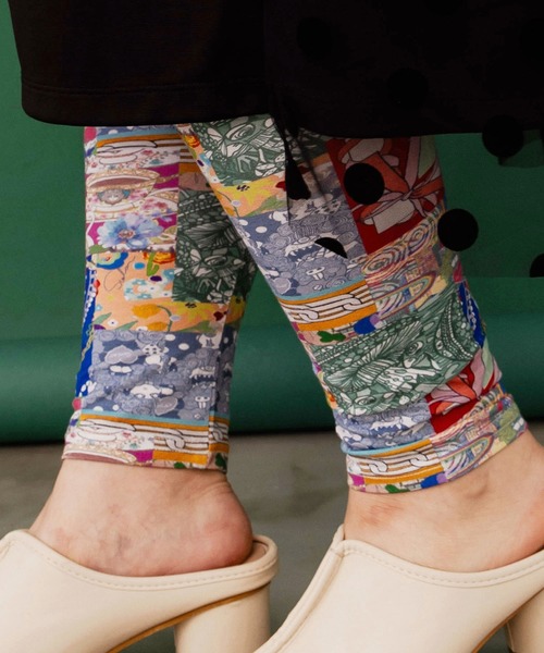 ScoLar（スカラー）の「143731：POP・カラフル・キャラクター 3柄展開 保湿保温レギンス（レギンス/スパッツ・レディース・グリーン/パープル/ブラック・M）」の9枚目の写真