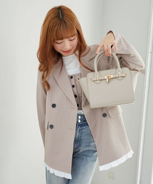 MAJESTIC LEGON（マジェスティックレゴン）の「上品ベルトハンドバッグ（ハンドバッグ・レディース・ブラウン/ブラック/ベージュ・FREE）」の3枚目の写真