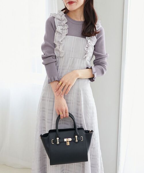 MAJESTIC LEGON（マジェスティックレゴン）の「上品ベルトハンドバッグ（ハンドバッグ・レディース・ブラウン/ブラック/ベージュ・FREE）」の4枚目の写真