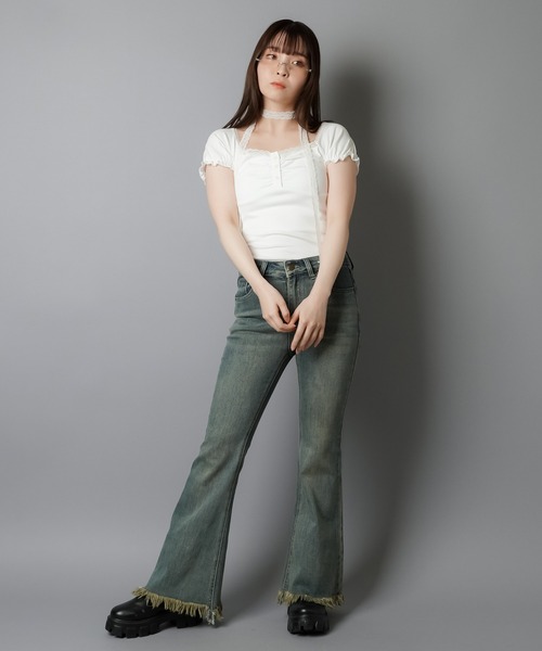 True religionUSA製立体裁断ギミック平成ギャル　フレアデニムパンツ True religionUSA製立体裁断ギミック平成ギャル フレアデニム