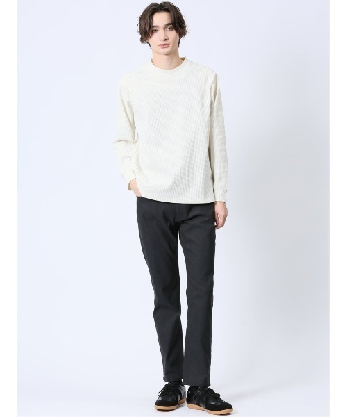 m.f.editorial(エムエフエディトリアル)の「【ストレッチ 吸水速乾 UVカット アンチピリング】m.f.エディトリアル メンズ テックワッフル クルーネック 長袖 Tシャツ(Tシャツ/カットソー・メンズ・ブラック/ホワイト/ベージュ/ネイビー・MEDIUM/LARGE/X-LARGE)」の22枚目の写真