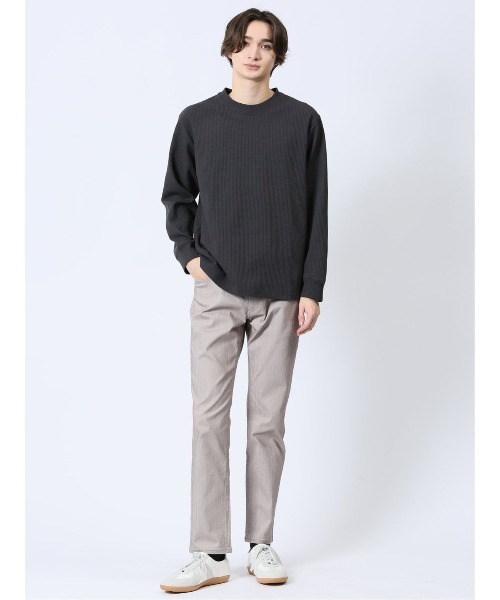 m.f.editorial(エムエフエディトリアル)の「【ストレッチ 吸水速乾 UVカット アンチピリング】m.f.エディトリアル メンズ テックワッフル クルーネック 長袖 Tシャツ(Tシャツ/カットソー・メンズ・ブラック/ホワイト/ベージュ/ネイビー・MEDIUM/LARGE/X-LARGE)」の12枚目の写真