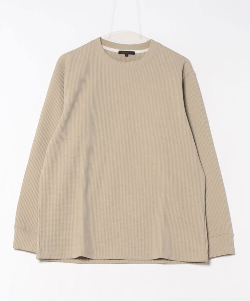 m.f.editorial(エムエフエディトリアル)の「【ストレッチ 吸水速乾 UVカット アンチピリング】m.f.エディトリアル メンズ テックワッフル クルーネック 長袖 Tシャツ(Tシャツ/カットソー・メンズ・ブラック/ホワイト/ベージュ/ネイビー・MEDIUM/LARGE/X-LARGE)」の11枚目の写真