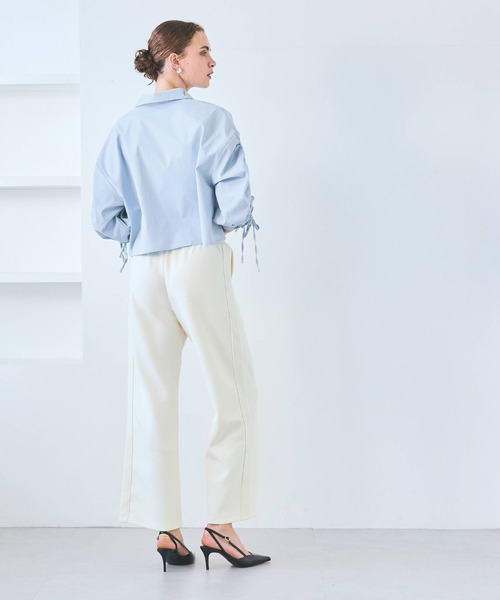 coca(coca)(コカ)の「袖シャーリングクロップドブラウス(シャツ/ブラウス・レディース・ライトブルー/ホワイト・L/M)」の14枚目の写真