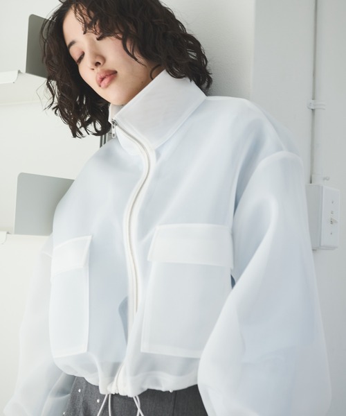 【りす】yori ボンディングジャケットパイピング オーバーサイズブルゾン シアーボンディングジャケット（ブルゾン）｜Trish（トリッシュ