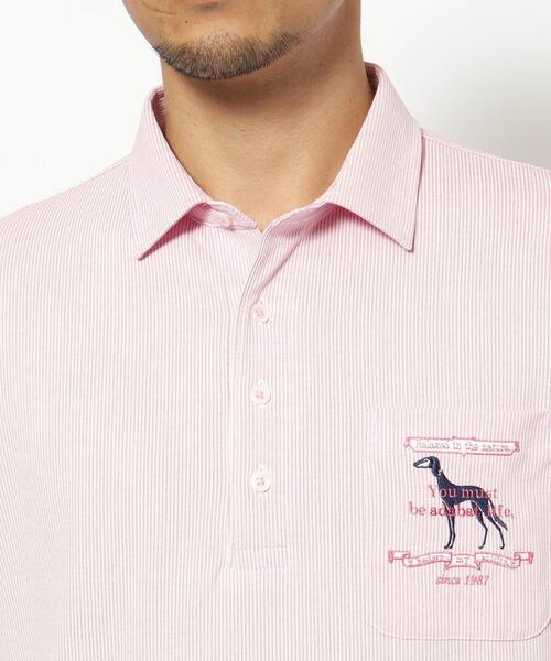 adabat（アダバット）の「UVカット/吸水速乾 シャンブレーストライプ長袖ポロシャツ（Tシャツ/カットソー・メンズ・ブルー系2/ネイビー系2/ピンク系7・52/50/48/46）」の11枚目の写真