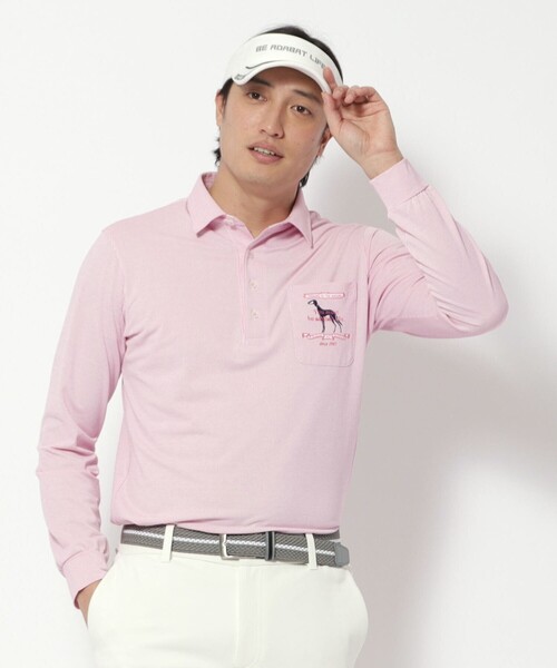 adabat（アダバット）の「UVカット/吸水速乾 シャンブレーストライプ長袖ポロシャツ（Tシャツ/カットソー・メンズ・ブルー系2/ネイビー系2/ピンク系7・52/50/48/46）」の14枚目の写真