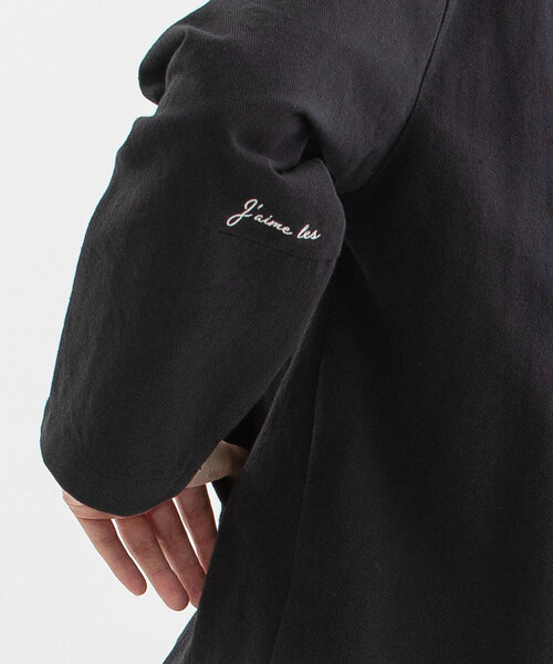 nop de nod(ノップドゥノッド)の「コットンリネンエルボーロゴ刺繍ノーカラージャケット(ノーカラージャケット・レディース・ブラック/インディゴブルー/キナリ・M)」の20枚目の写真