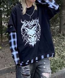 MAROCORE（マロコア）の「フェイクレイヤードオンブレチェックTシャツ（Tシャツ/カットソー）」