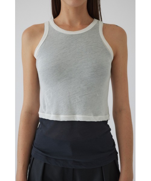 RIM.ARK（リムアーク）の「Gauze tank ガーゼタンク（タンクトップ・レディース・ホワイト/ライム/グレー/ブラック・38/36）」の14枚目の写真