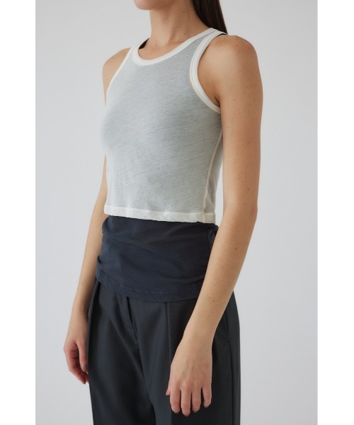 RIM.ARK（リムアーク）の「Gauze tank ガーゼタンク（タンクトップ・レディース・ホワイト/ライム/グレー/ブラック・38/36）」の15枚目の写真