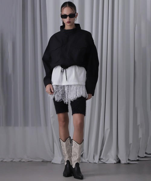 ROSE BUD(ローズバッド)の「(mici)ニットバイカーパンツ(その他パンツ・レディース・ブラック/グレー・ONE SIZE)」の3枚目の写真