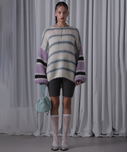 ROSE BUD(ローズバッド)の「(mici)ニットバイカーパンツ(その他パンツ・レディース・ブラック/グレー・ONE SIZE)」の7枚目の写真