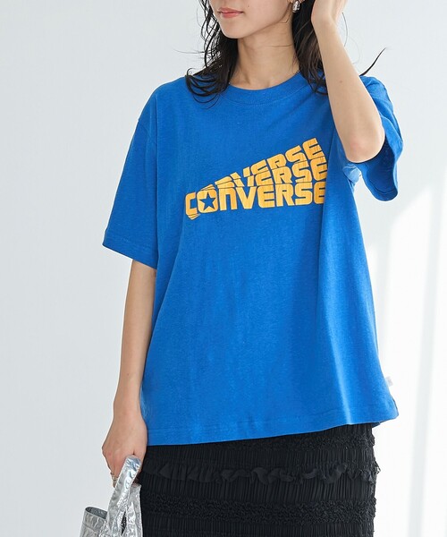 CONVERSE(コンバース)の「CONVERSE(コンバース)別注アソート ロゴ プリント Tシャツ(Tシャツ/カットソー・レディース・その他1/その他2/コバルトブルー/オフホワイト/レッド/ダークグレー・M/L)」の1枚目の写真