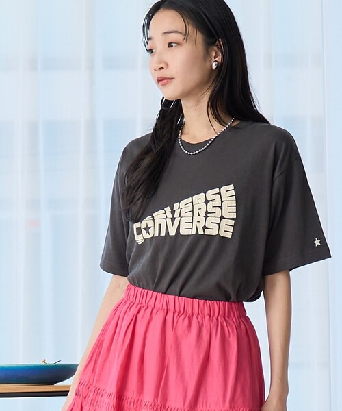 CONVERSE(コンバース)の「CONVERSE(コンバース)別注アソート ロゴ プリント Tシャツ(Tシャツ/カットソー・レディース・その他1/その他2/コバルトブルー/オフホワイト/レッド/ダークグレー・M/L)」の3枚目の写真