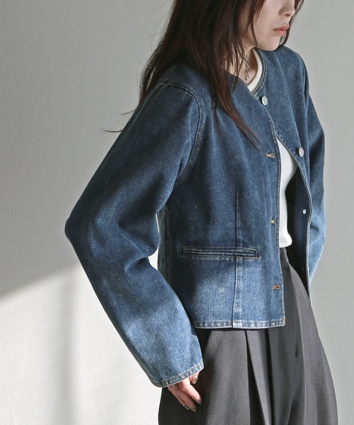 セール】ノーカラーコンパクトGジャン（デニムジャケット）｜COURO