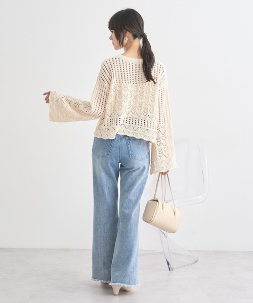 earth music&ecology(アースミュージックアンドエコロジー)の「スカシニットプルオーバー(ニット/セーター・レディース・ブラック/アイボリー/ミント・FREE)」の8枚目の写真