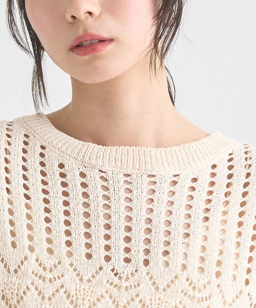 earth music&ecology(アースミュージックアンドエコロジー)の「スカシニットプルオーバー(ニット/セーター・レディース・ブラック/アイボリー/ミント・FREE)」の9枚目の写真