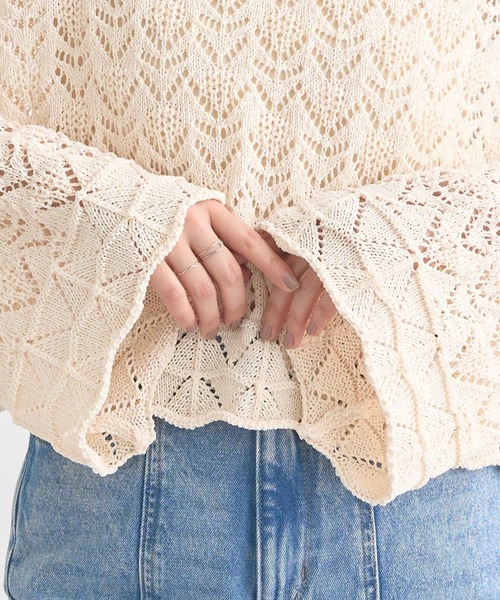 earth music&ecology(アースミュージックアンドエコロジー)の「スカシニットプルオーバー(ニット/セーター・レディース・ブラック/アイボリー/ミント・FREE)」の10枚目の写真