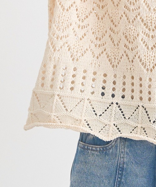 earth music&ecology(アースミュージックアンドエコロジー)の「スカシニットプルオーバー(ニット/セーター・レディース・ブラック/アイボリー/ミント・FREE)」の11枚目の写真