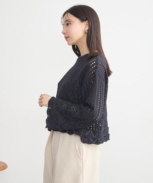 earth music&ecology(アースミュージックアンドエコロジー)の「スカシニットプルオーバー(ニット/セーター・レディース・ブラック/アイボリー/ミント・FREE)」の14枚目の写真