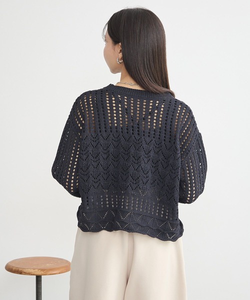 earth music&ecology(アースミュージックアンドエコロジー)の「スカシニットプルオーバー(ニット/セーター・レディース・ブラック/アイボリー/ミント・FREE)」の15枚目の写真