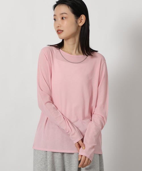LAKOLE(ラコレ)の「スラブシアー長袖T / 289653(Tシャツ/カットソー・レディース・チャコール/ブラック/オフホワイト/ブルー/パープル/グレー/オレンジ/ロイヤルブルー/ブラウン/ベビーピンク/セージグリーン/アクア・FREE)」の11枚目の写真