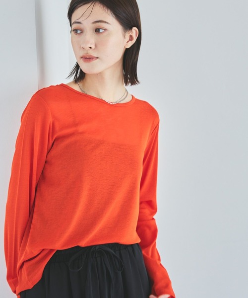 LAKOLE（ラコレ）の「スラブシアー長袖T / 289653（Tシャツ/カットソー・レディース・チャコール/ブラック/オフホワイト/ブルー/パープル/グレー/オレンジ/ロイヤルブルー/ブラウン・FREE）」の9枚目の写真