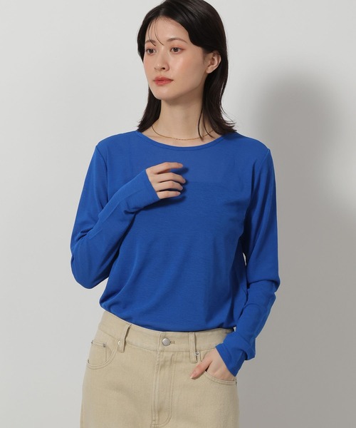 LAKOLE(ラコレ)の「スラブシアー長袖T / 289653(Tシャツ/カットソー・レディース・チャコール/ブラック/オフホワイト/ブルー/パープル/グレー/オレンジ/ロイヤルブルー/ブラウン/ベビーピンク/セージグリーン/アクア・FREE)」の9枚目の写真