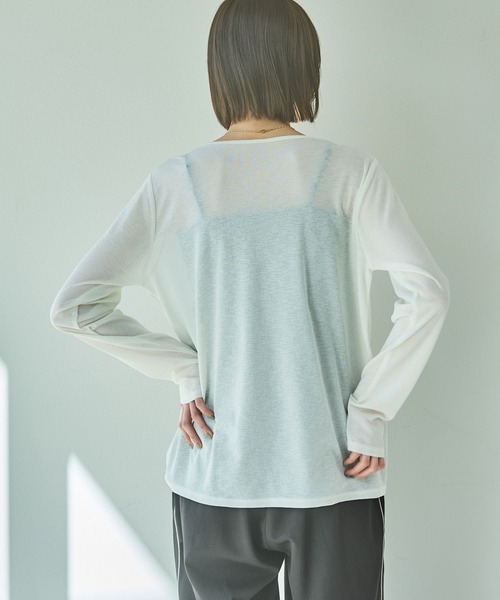 LAKOLE（ラコレ）の「スラブシアー長袖T / 289653（Tシャツ/カットソー・レディース・チャコール/ブラック/オフホワイト/ブルー/パープル/グレー/オレンジ/ロイヤルブルー/ブラウン・FREE）」の21枚目の写真