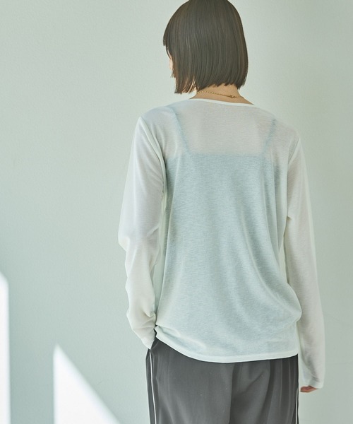 LAKOLE（ラコレ）の「スラブシアー長袖T / 289653（Tシャツ/カットソー・レディース・チャコール/ブラック/オフホワイト/ブルー/パープル/グレー/オレンジ/ロイヤルブルー/ブラウン・FREE）」の22枚目の写真