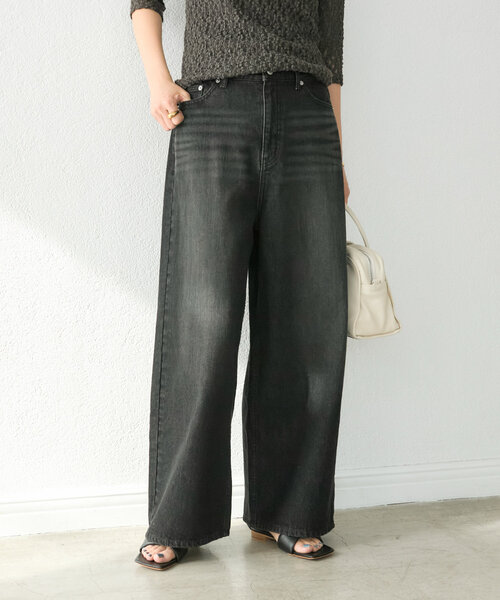 RIVE DROITE(リヴドロワ)の「【新色登場】【MONN.:. (モン)】ワイドレッグデニム(デニムパンツ・レディース・ブルー/ブラック・36/38)」の9枚目の写真