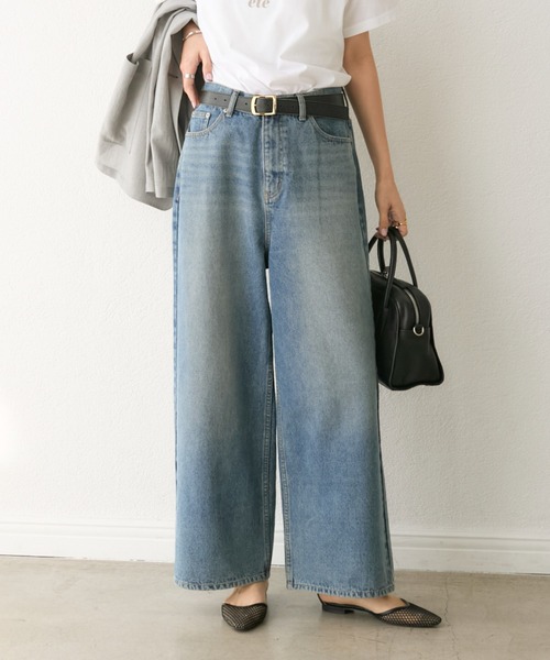 RIVE DROITE(リヴドロワ)の「【新色登場】【MONN.:. (モン)】ワイドレッグデニム(デニムパンツ・レディース・ブルー/ブラック・36/38)」の4枚目の写真