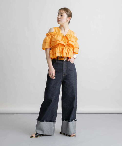 セール】ロールアップワイドデニム（デニムパンツ）｜KBF