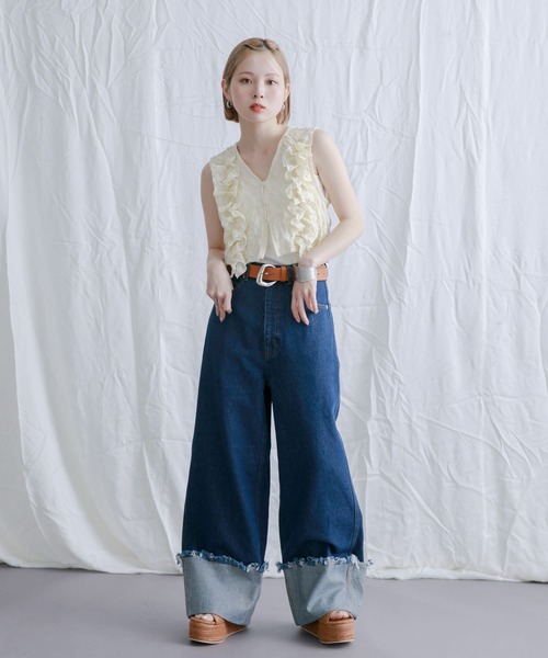 セール】ロールアップワイドデニム（デニムパンツ）｜KBF