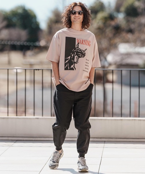 CAMBIO(カンビオ)の「mt9560-プリントT_Warning Tシャツ(Tシャツ/カットソー・メンズ・ホワイト/ミックスグレー/スモークピンク・S/M/L/XL)」の6枚目の写真