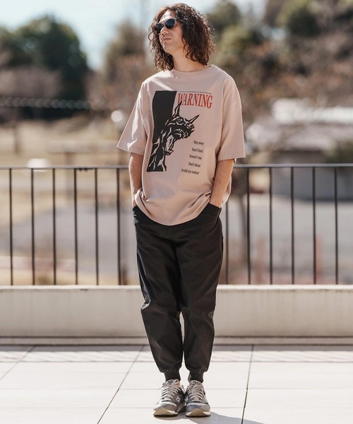 CAMBIO(カンビオ)の「mt9560-プリントT_Warning Tシャツ(Tシャツ/カットソー・メンズ・ホワイト/ミックスグレー/スモークピンク・S/M/L/XL)」の7枚目の写真