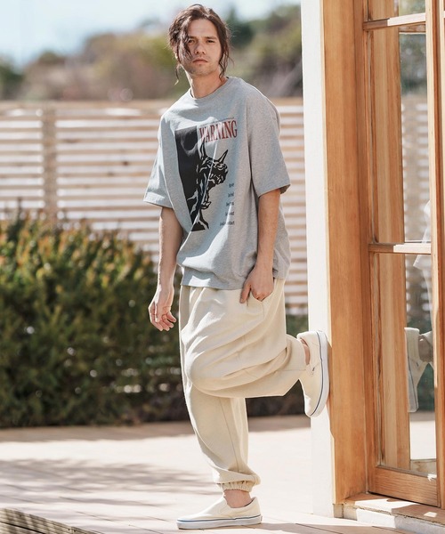 CAMBIO(カンビオ)の「mt9560-プリントT_Warning Tシャツ(Tシャツ/カットソー・メンズ・ホワイト/ミックスグレー/スモークピンク・S/M/L/XL)」の10枚目の写真