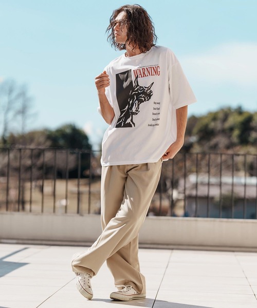 CAMBIO(カンビオ)の「mt9560-プリントT_Warning Tシャツ(Tシャツ/カットソー・メンズ・ホワイト/ミックスグレー/スモークピンク・S/M/L/XL)」の16枚目の写真