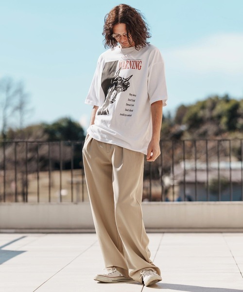 CAMBIO(カンビオ)の「mt9560-プリントT_Warning Tシャツ(Tシャツ/カットソー・メンズ・ホワイト/ミックスグレー/スモークピンク・S/M/L/XL)」の17枚目の写真