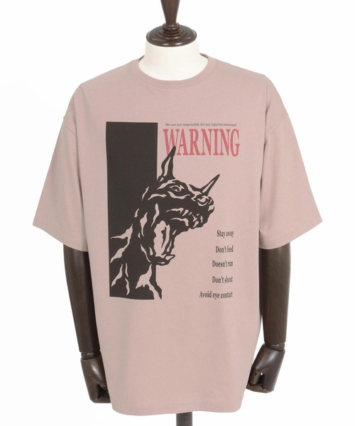 CAMBIO(カンビオ)の「mt9560-プリントT_Warning Tシャツ(Tシャツ/カットソー・メンズ・ホワイト/ミックスグレー/スモークピンク・S/M/L/XL)」の18枚目の写真