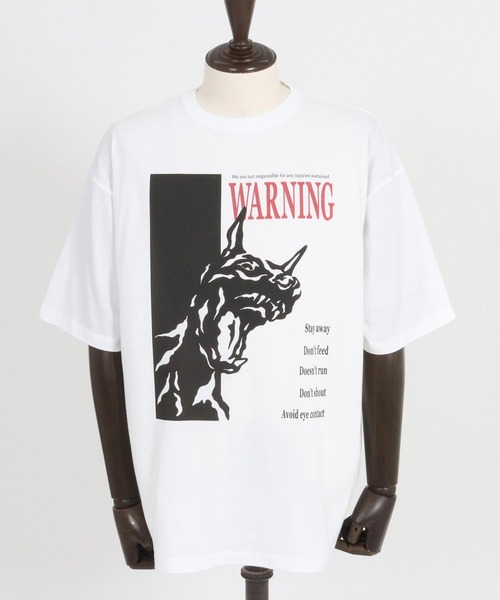 CAMBIO(カンビオ)の「mt9560-プリントT_Warning Tシャツ(Tシャツ/カットソー・メンズ・ホワイト/ミックスグレー/スモークピンク・S/M/L/XL)」の19枚目の写真