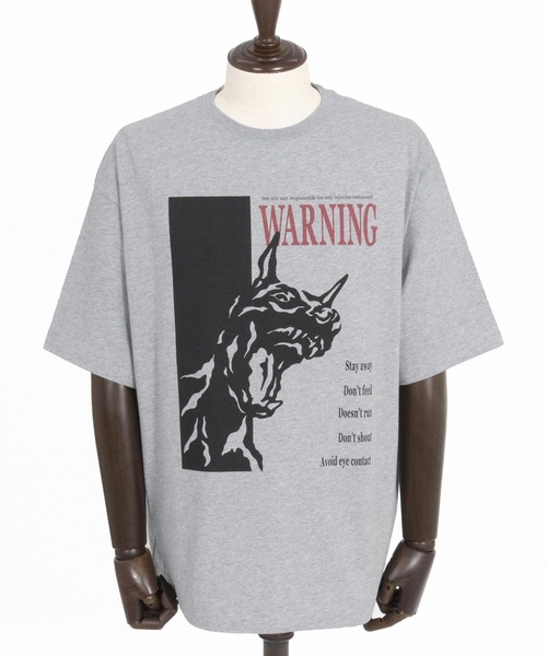 CAMBIO(カンビオ)の「mt9560-プリントT_Warning Tシャツ(Tシャツ/カットソー・メンズ・ホワイト/ミックスグレー/スモークピンク・S/M/L/XL)」の20枚目の写真