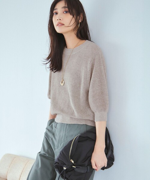 23区(ニジュウサンク)の「【洗える】ピュアリネン パフスリーブ ニット(ニット/セーター・レディース・オレンジ系/ダークブラウン系/イエロー系/ベージュ系・38)」の3枚目の写真