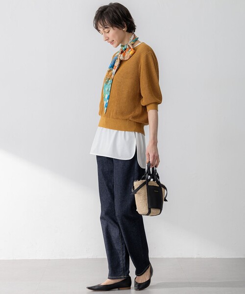 23区(ニジュウサンク)の「【洗える】ピュアリネン パフスリーブ ニット(ニット/セーター・レディース・オレンジ系/ダークブラウン系/イエロー系/ベージュ系・38)」の13枚目の写真