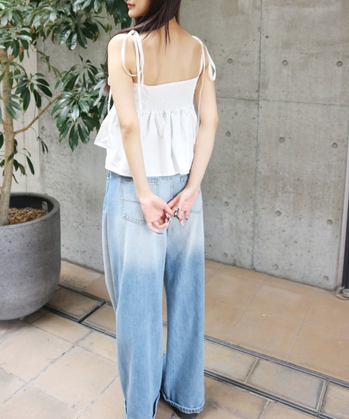 JilLA(ジルア)の「Shoulder Ribbon French Camisole / ショルダーリボンフレンチキャミソール(キャミソール・レディース・ホワイト/ブラック・FREE)」の16枚目の写真