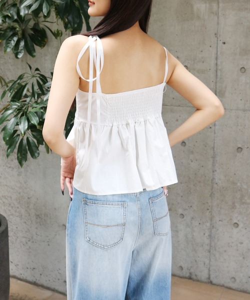 JilLA(ジルア)の「Shoulder Ribbon French Camisole / ショルダーリボンフレンチキャミソール(キャミソール・レディース・ホワイト/ブラック・FREE)」の4枚目の写真