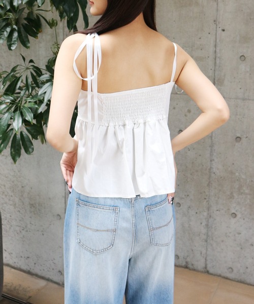 JilLA(ジルア)の「Shoulder Ribbon French Camisole / ショルダーリボンフレンチキャミソール(キャミソール・レディース・ホワイト/ブラック・FREE)」の5枚目の写真